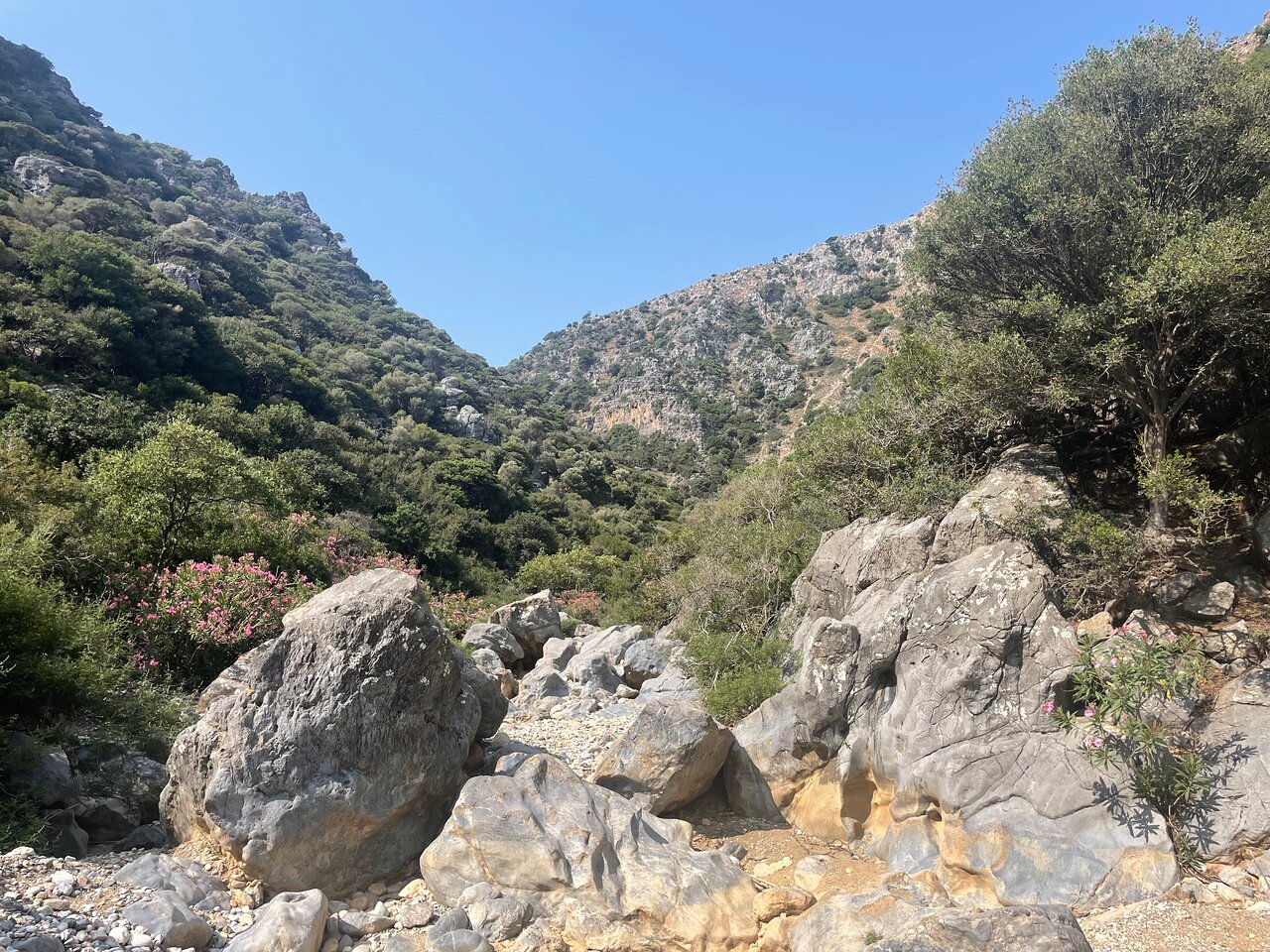 Natural rock formations inside the Aposelemis Gorge in Crete